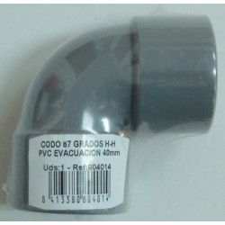 CODO EVAC H-H 87º 40MM PVC S&M